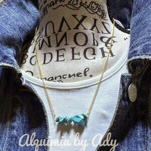 Turquoise Nugget Necklace • Gold Chain